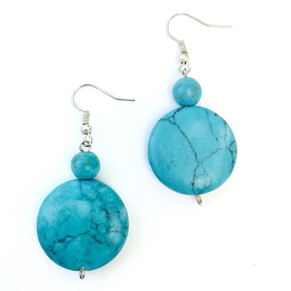 Turquoise Color Dangle Earrings - Picture 2 of 6